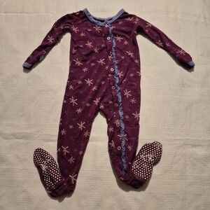 Kickee Pants girls 12-18 months 2 tone purple with print, hands flip VGUC